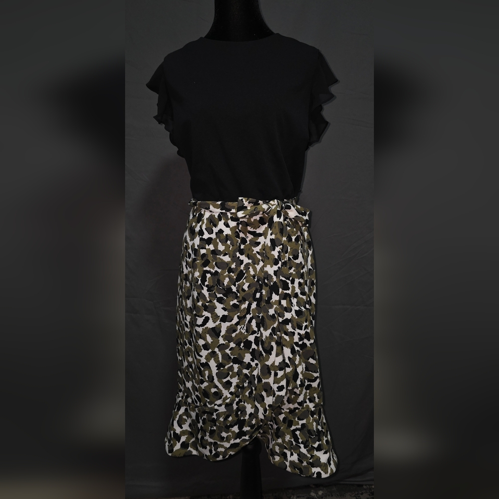 Black and Olive Leopard Print Dress